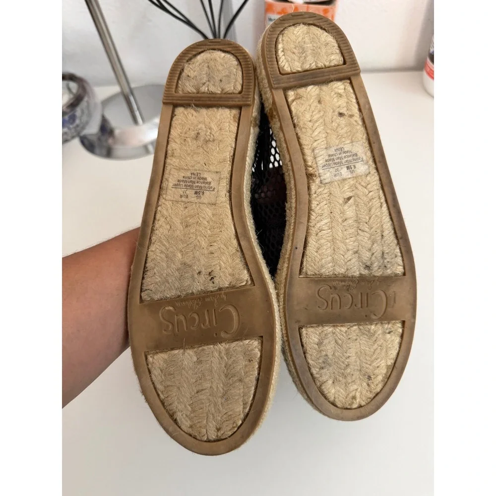 Circus by Sam Edelman Black Mesh Espadrille Flats Slip On Shoes Womens